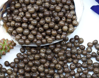 Clay: Gray - Brown Real Acai Beads from South America, 8-10mm / Pick your qty / Eco-Friendly Beads, Natural Seeds, DIY Jewelry Supplies