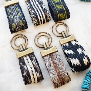 Horse Hair Keychains, Natural Horsehair Key Ring with Brass Hardware, 4.25&quot;, 1 piece / Natural Horse Hair Tassels, Western Accessories