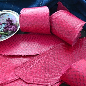 Hot Pink Fuchsia Tilapia Fish Leather Skin - Glossy Finish, One Piece | Eco-Friendly Real Fish Leather for Sewing, Jewelry Making and Crafts