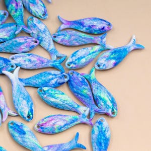 Marbled Swirl Cosmic German Resin Fish Charm: 27mm Fish Jewelry Pendant, 1 Piece