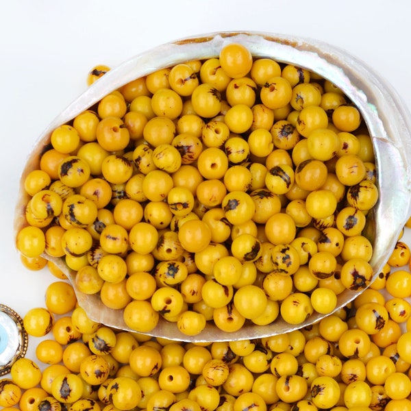 Sunny Yellow: Real Acai Beads from South America, 8-10mm / Pick your qty / Eco-Friendly Beads, Natural Seeds, DIY Jewelry Making Supplies