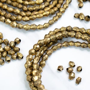 Brass Bicone Beads: African Brass Beads in a Bicone Shape, 7 to 10mm beads, 60 + beads Full Strand, African Metal Beads, Jewelry Supplies