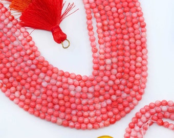 5mm Light Pink Round Coral Beads, Beautiful Grade A, 16" strand with 72 plus beads / Bamboo Coral, Semiprecious, Jewelry Making Supplies