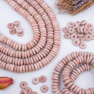 Matte Pink Ashanti Glass Beads: African Rondelle Spacer Beads, Pick Qty