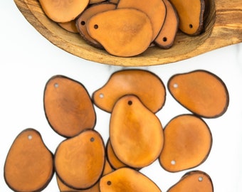 Caramel Brown: Tagua Potato Chips, Tagua Slices, 3 pieces, Assorted Tagua Beads, Eco Friendly, Vegetable Ivory, Jewelry Making Supplies