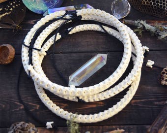 The Brianna Chocker in White: Real White Snake Vertebrae Choker Necklace, 7-12mm, 18 inches necklace, Bohemian, Juju, Oddities