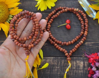 7mm Brown Rosewood Mala from Burma, 108 Beads / Yoga Jewelry, Prayer Beads, Wooden Beads, Rose Wood Beads, Burma Wood, Jewelry Supplies