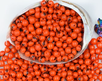 Fire Orange: Real Acai Beads from South America, 8-10mm / Pick your qty / Eco-Friendly Beads, Natural Seeds, DIY Jewelry Making Supplies