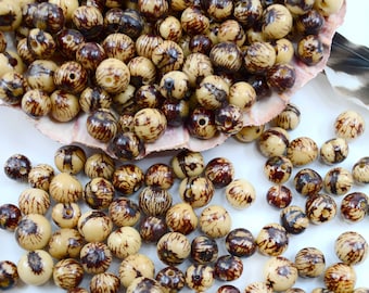 Natural Brown and Cream Acai Beads, Natural Acai Seed Beads, 6-10mm, 100 count - Eco Friendly Jewelry Supplies