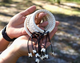 The Nagini Bangle in White: Real Snake Vertebrae Bracelet, Adjustable Bracelet, Snake Spine Bracelet, Bone Beads, Fair Trade Jewelry