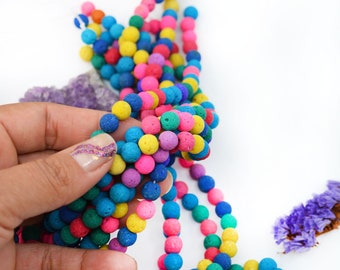Natural Lava Rock Beads 8mm Rainbow,  Essential Oil Diffuser Beads for Jewelry Making