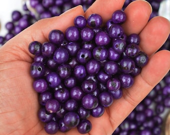 Violet Purple: Real Acai Beads from South America, 8-10mm / Pick your qty / Eco-Friendly Beads, Natural Seeds, DIY Jewelry Making Supplies