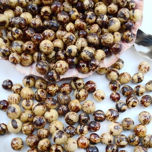 Natural Brown and Cream: Real Acai Beads from South America, 6-10mm | Pick Your Quantity | Eco-Friendly Beads, Natural Seeds, DIY Jewelry