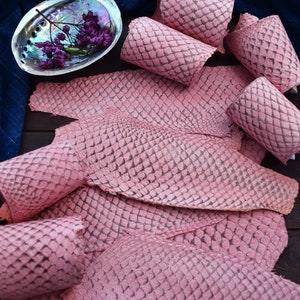 Light Pink Tilapia Fish Leather Skin - Suede Finish, One Piece | Eco-Friendly Real Fish Leather for Sewing, Jewelry Making and Crafts