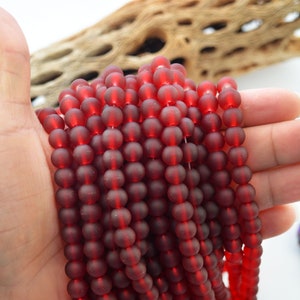 Cranberry Red: 8mm Round Glass Beads, 100 plus, 32&quot; strand, Cultured Glass Beads / Friendship Bracelets, Beads for Malas, Jewelry Supplies