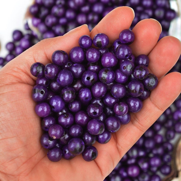 Violet violet : véritables perles d'açaï d'Amérique du Sud, 8-10 mm / Choisissez votre quantité / Perles écologiques, graines naturelles, accessoires pour la fabrication de bijoux DIY