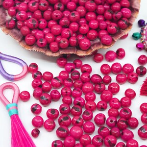 Fuchsia Pink: Real Acai Beads from South America, 6-10mm | Pick your Quantity | Eco-Friendly Beads, Natural Seeds, DIY Jewelry Making Supply