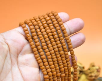 Latte Brown: Java Glas Perlen, 4 mm, 150 Perlen aus Java, Indonesien / winzige Spacer, Glas-Spacer, Schmuckherstellung