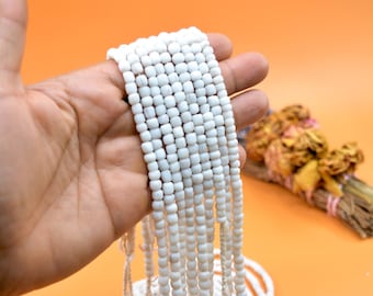 White: Java Glass Beads, 4mm, 150 beads from Java, Indonesia / Tiny Spacers, Glass Spacers, Jewelry Making Supplies