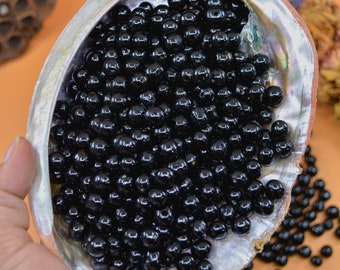 Black Acai Beads, Natural Acai Seed Beads, 6-10mm, 100 count - Eco Friendly Jewelry Supplies