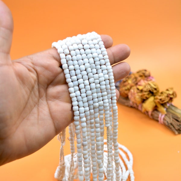 White: Java Glass Beads, 4mm, 150 beads from Java, Indonesia / Tiny Spacers, Glass Spacers, Jewelry Making Supplies