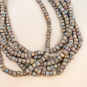 Woodland Brown Java Glass Beads, 4mm Handmade Spacer Beads, 130–150 Beads per Strand, 24 inches, Indonesian Barrel Tube Beads for Jewelry