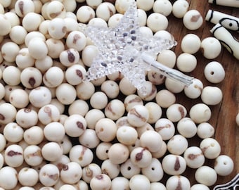 Cream White Acai Beads, Natural Acai Seed Beads, 6-10mm, 100 count - Eco Friendly Jewelry Supplies