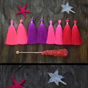 Fuchsia Dream Tassel Mix, Luxe Silk Tassels, 3&quot; Tassels for Jewelry Making, Fringe, Boho Jewelry, Malas, Neon, Pink and Purple Tassels