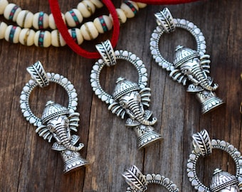 Ganesha: Antique Silver Lord Ganesh Pendant, 27x56mm, 2 pcs / Inspirational Charms, Protection, Hindu, Yogi Jewelry / Jewelry Supplies