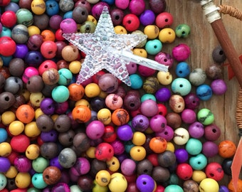 Carnival Mix Acai Beads, Natural Acai Seed Beads, 6-10mm, 100 count - Eco Friendly Jewelry Supplies
