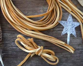 BULK Light Tan Deerskin Leather Straps - 3mm (1/8 inches) x 10 Straps, 36 inches Each - Soft Deer Leather Lace for Jewelry Making & Crafts