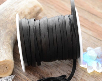 Black: 3mm Deer Suede Lace | 5 Feet or Full Spool