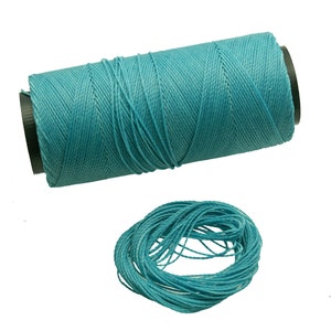 Ocean Blue Waxed Polyester Cord 1mm Macrame Cord, 25 or 500 Feet Beading Cording