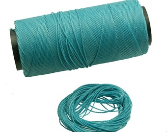 Ocean Blue: 2-ply Waxed Polyester Cord, ~ 1mm, pack of 25 feet (8.33 yards) / Macrame, Hilo Encerado, Linha Encerada, Polyester Thread