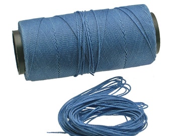 Denim Blue Waxed Polyester Cord 1mm Macrame Cord, 25 or 500 Feet Beading Cording