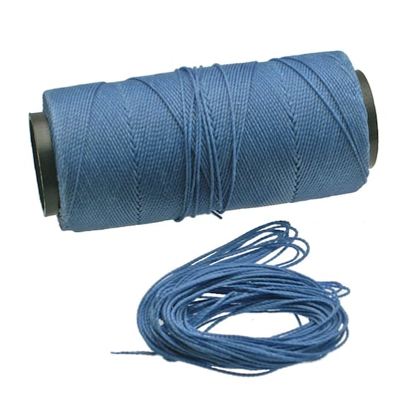 Denim Blue Waxed Polyester Cord 1mm Macrame Cord, 25 or 500 Feet Beading Cording