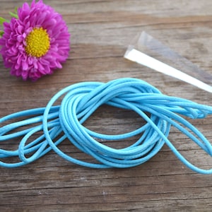 Glossy Polyester: Aqua Blue 2mm x 10ft Braided Glossy Polyester - Nylon Cord / DIY craft cord, Snake Cord, Shamballa Bracelets / Supplies