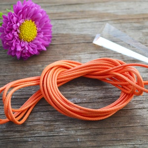 Glossy Polyester: Orange 2mm x 10ft Braided Glossy Polyester - Nylon Cord / DIY craft cord, Snake Cord, Shamballa Bracelets / Supplies