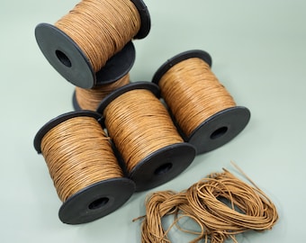 Cordón de algodón trenzado marrón claro de 1 mm, sin encerar, para macramé y joyería. Bobina de 100 metros o 7,62 m.