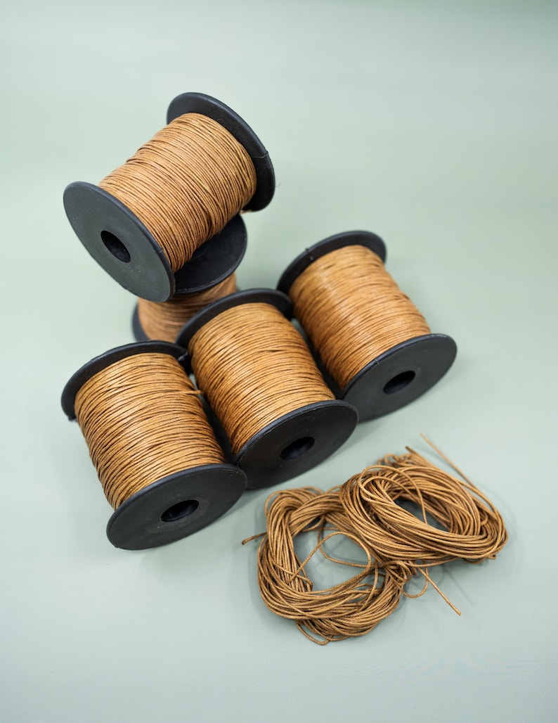Light Brown Non-Waxed Braided Cotton Cording, 1mm Thickness for Macrame, Jewelry Making, and Crafts | 25 feet or 100-meter Spool