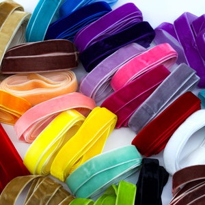 Single Face Velvet Ribbon / Velvet Trim, 5/8 inches wide (16mm wide) x 1-yard bundle, pick your color / Decoration, Sewing Supplies