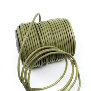 Sage Green, 5mm Round Leather Cord / Organic Leather, Round Leather, Leather Jewelry, Leather Cording, Jewelry Supplies