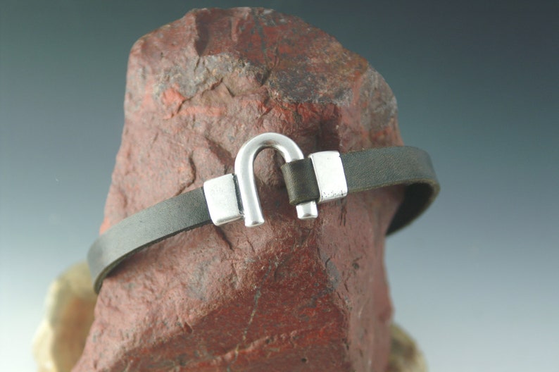 Silver LOOP and SLIDE Leather Clasp / Leather Closure for 10mm Etsy