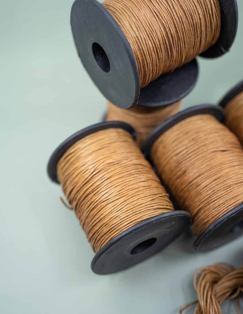 Light Brown Non-Waxed Braided Cotton Cording, 1mm Thickness for Macrame, Jewelry Making, and Crafts | 25 feet or 100-meter Spool
