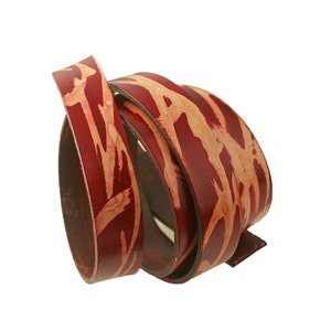 Two Tone Cranberry Red Leather Strap, 16mm wide, Eco Friendly Leather Made in the USA, sold in 16&quot; increments / Organic Leather Straps, Cord