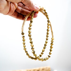 Brass Bicone Beads: African Brass Beads in a Bicone Shape, 7 to 10mm beads, 60 + beads Full Strand, African Metal Beads, Trade Beads, Jewelry Making Supplies