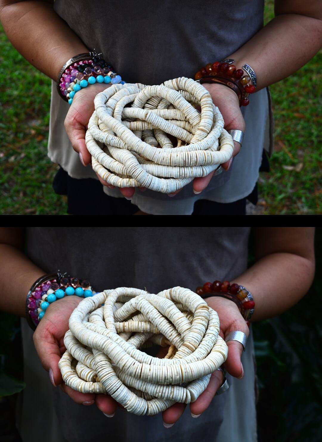 Ostrich Eggshell Beads Natural Cream White Ostrich Egg Shell Beads, 25