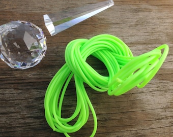 Neon Green: HOLLOW Rubber Tubing, 2mm x 5 yards / Jewelry Supplies, Knotting, Stringing, Craft Supplies, Beading Cord