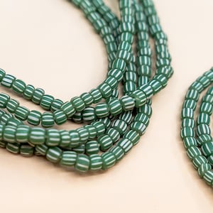 Dark Green Java Glass Beads, 4mm Handmade Spacer Beads, 130–150 Beads per Strand, 24 inches, Forest Green Java Beads for Jewelry Making