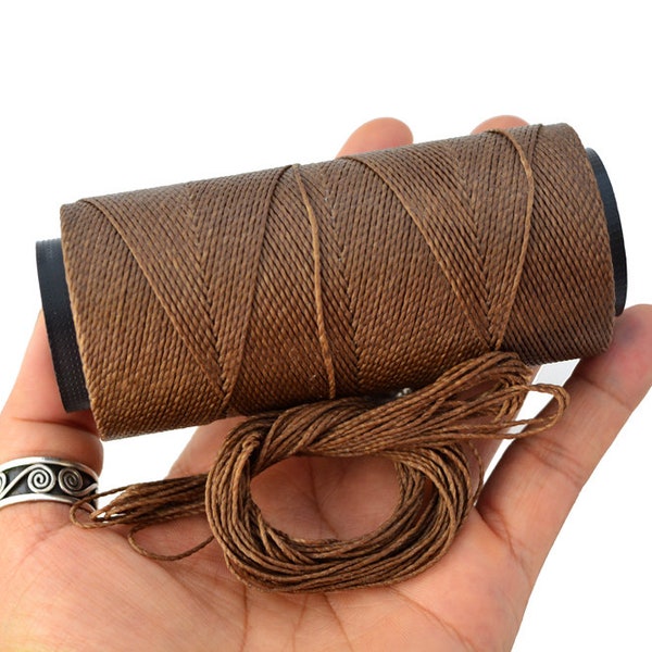 Sepia: Waxed Polyester Cord, 1mm x pack of 25 feet (8.33 yards) or 500 feet spool, 2-ply / Hilo Encerado, Linha Encerada, Supplies